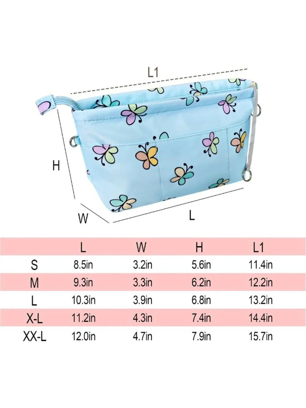 Premium Nylon Purse Organizer Tote - Bag Insert with 13 Pockets & 5 Sizes
